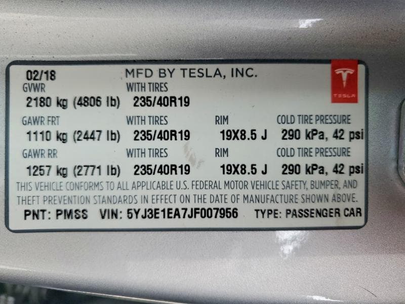 2018 TESLA MODEL 3 12