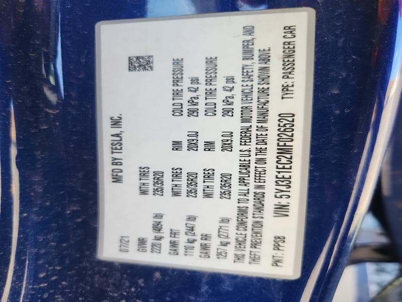 2021 TESLA MODEL 3 12