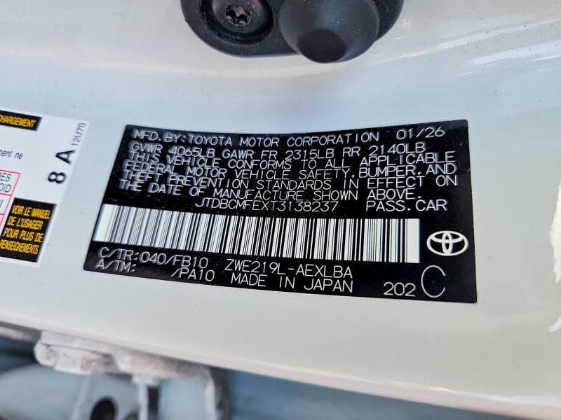 2026 TOYOTA COROLLA HYBRID LE 12