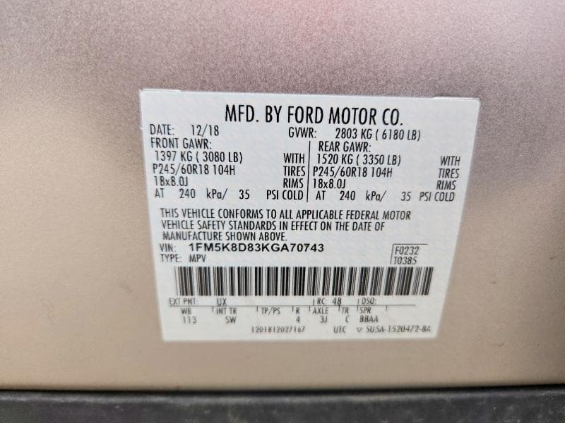 2019 FORD EXPLORER XLT 14