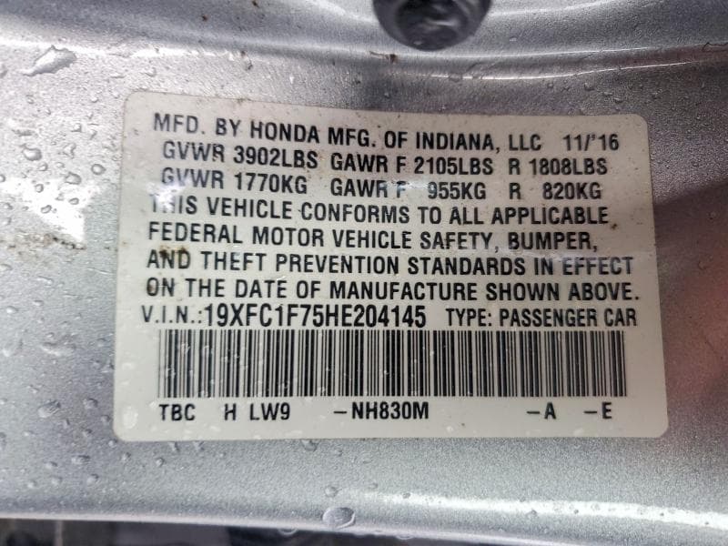 2017 HONDA CIVIC EXL 13