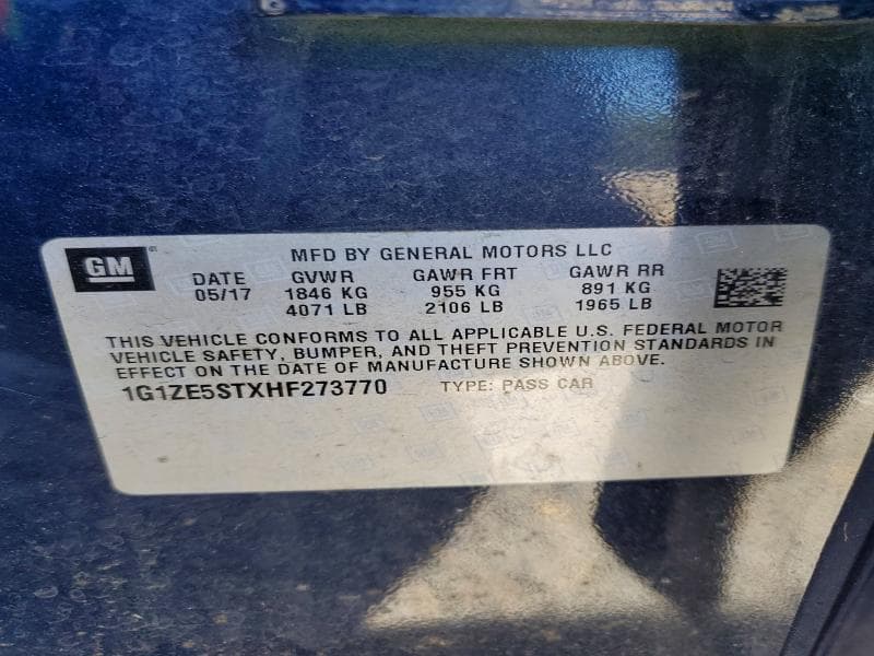 2017 CHEVROLET MALIBU LT 12