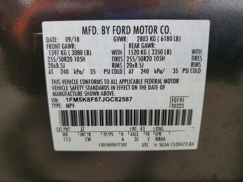 2018 FORD EXPLORER LIMITED 14