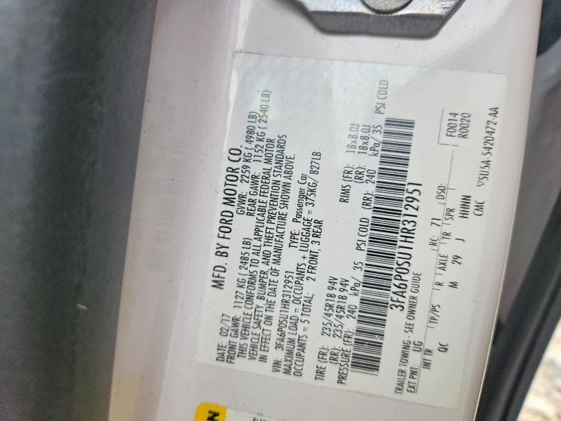 2017 FORD FUSION TITANIUM PHEV 12
