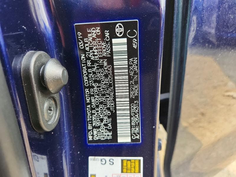 2020 TOYOTA COROLLA LE 12