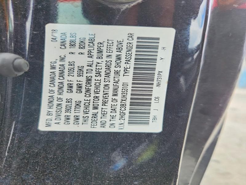 2018 HONDA CIVIC EXL 12