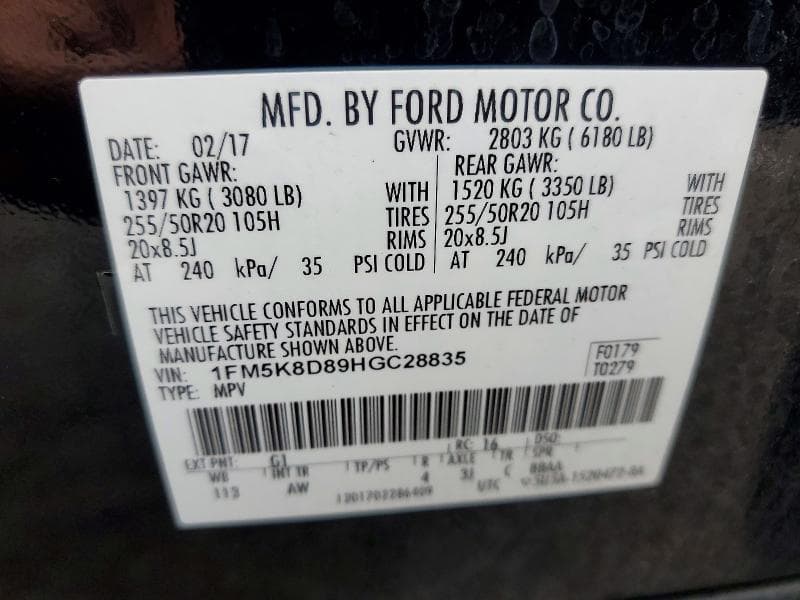 2017 FORD EXPLORER XLT 14