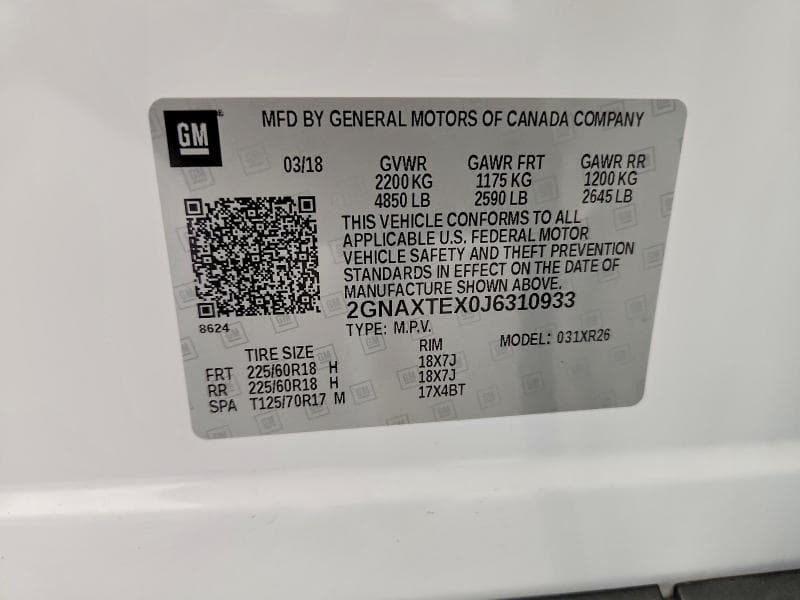 2018 CHEVROLET EQUINOX LT 14