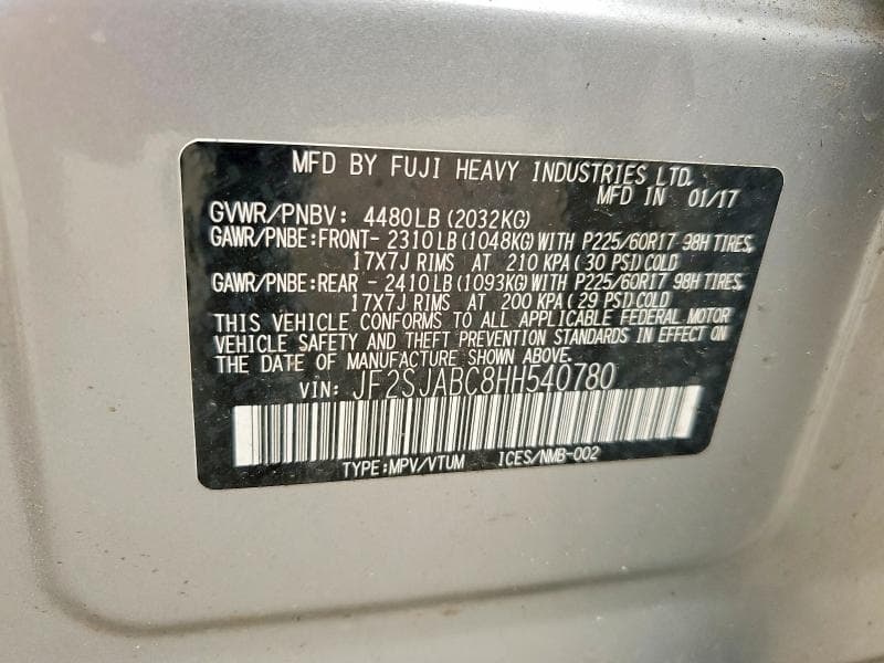 2017 SUBARU FORESTER 2.5I 13