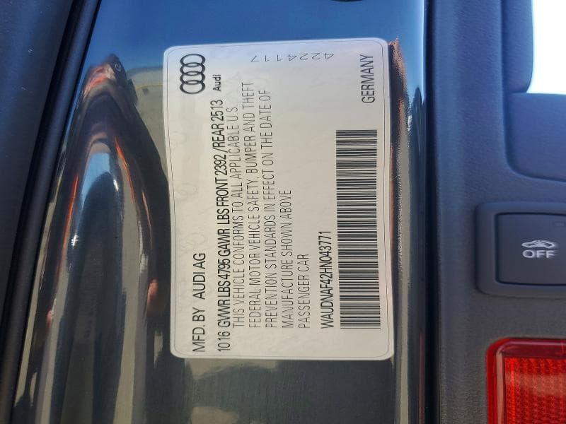2017 AUDI A4 PREMIUM 12