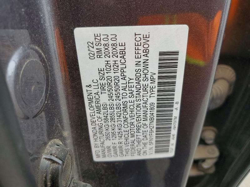 2022 HONDA PILOT SE 13
