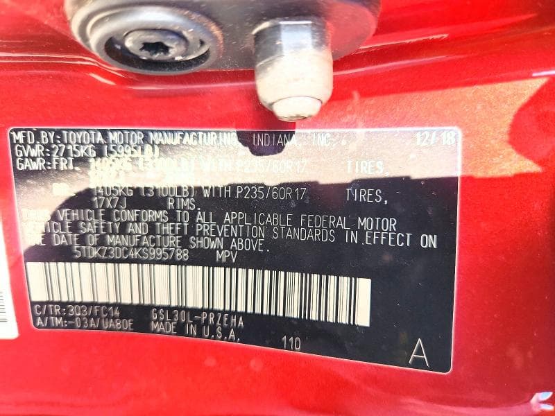 2019 TOYOTA SIENNA LE 13