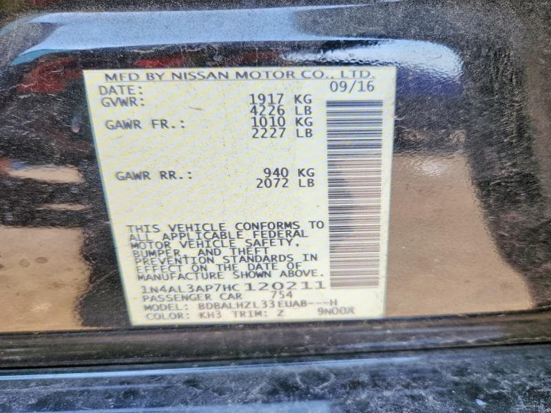 2017 NISSAN ALTIMA 2.5 SR 12