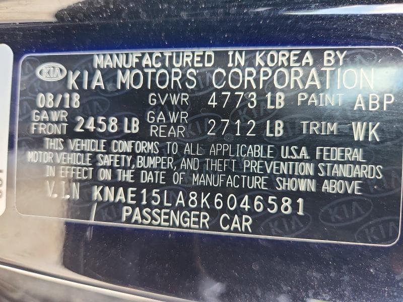 2019 KIA STINGER BASE 13
