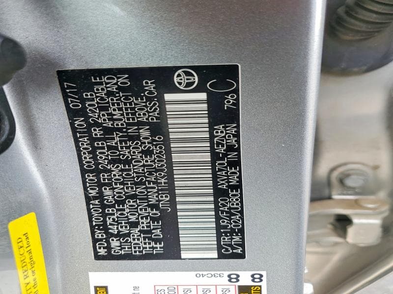 2018 TOYOTA CAMRY LE 13
