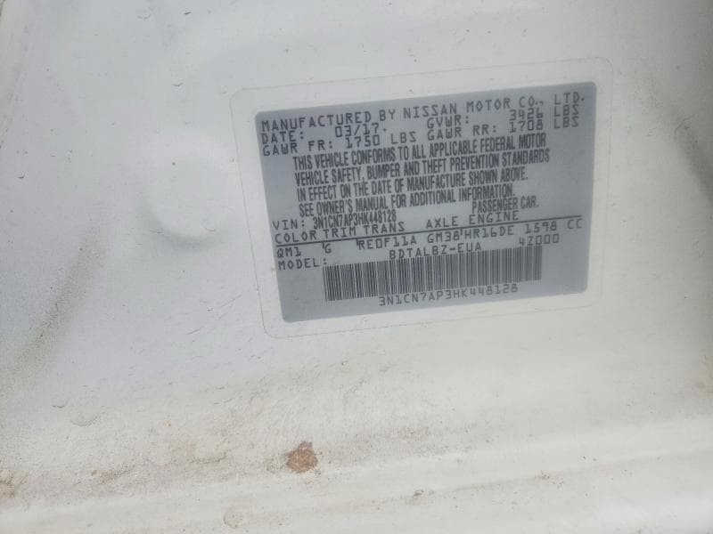2017 NISSAN VERSA 1.6 SV 12