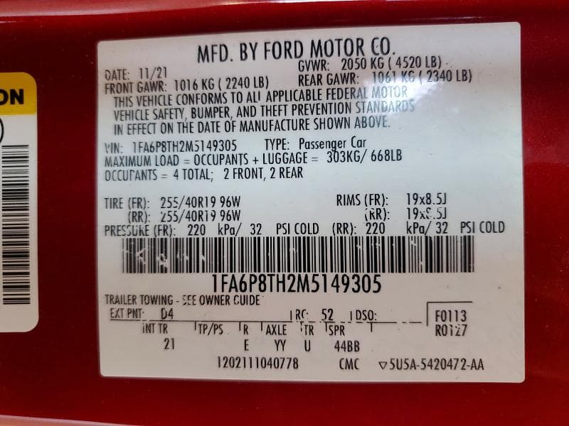 2021 FORD MUSTANG 12