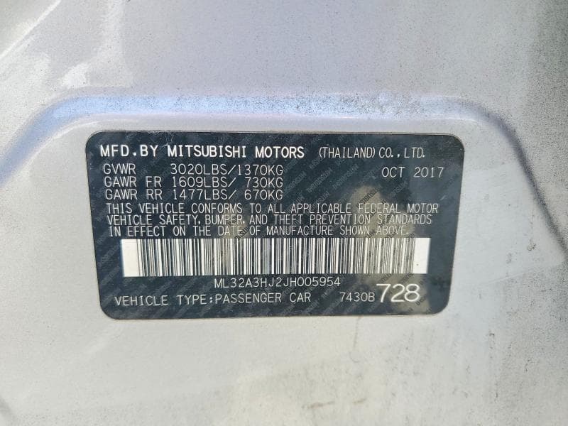 2018 MITSUBISHI MIRAGE ES 12