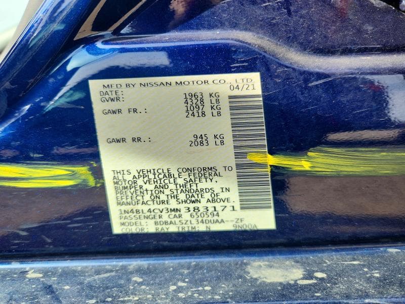 2021 NISSAN ALTIMA SR 13