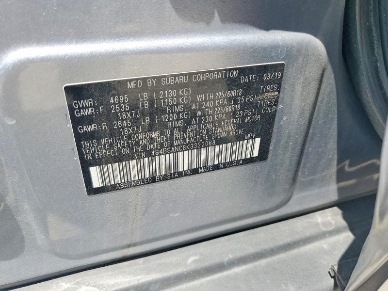 2019 SUBARU OUTBACK 2.5I LIMITED 13
