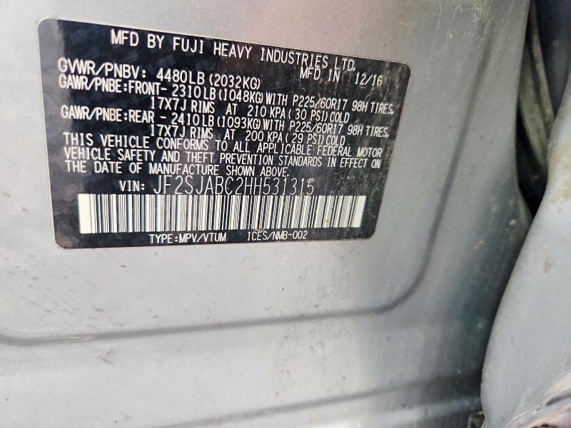 2017 SUBARU FORESTER 2.5I 14