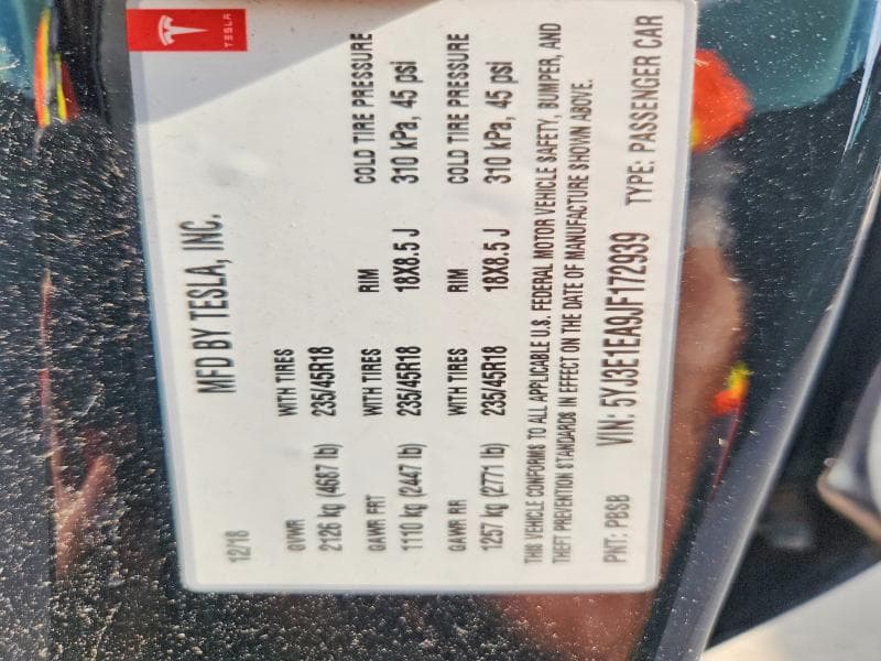 2018 TESLA MODEL 3 13