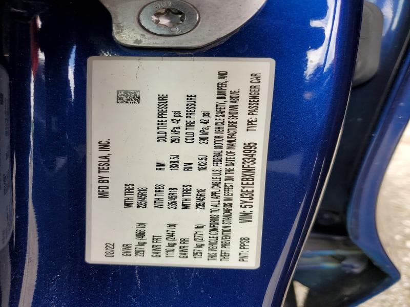 2022 TESLA MODEL 3 13