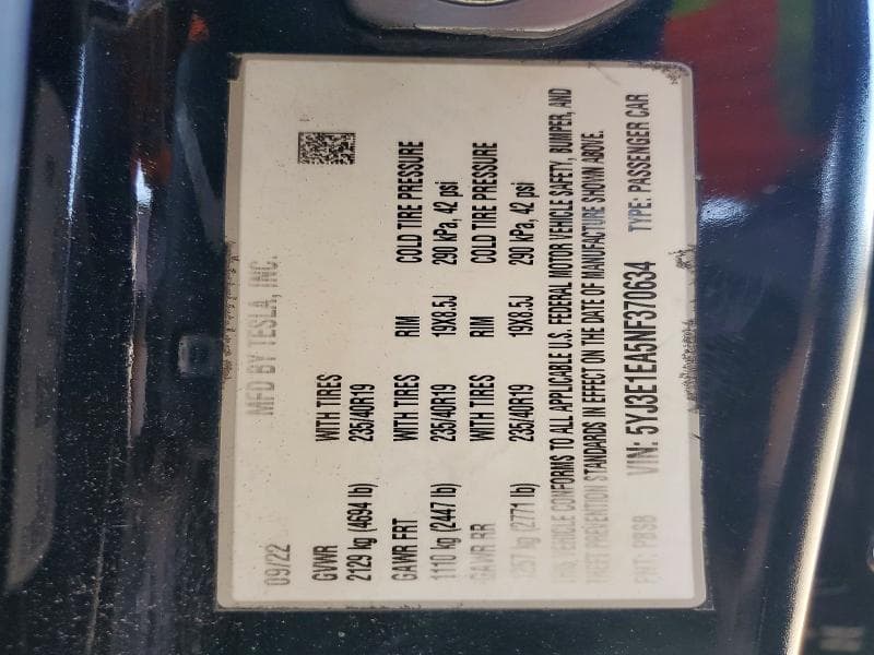 2022 TESLA MODEL 3 12