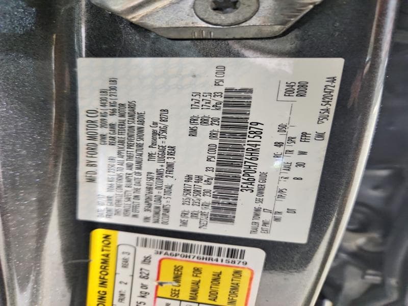 2017 FORD FUSION 12