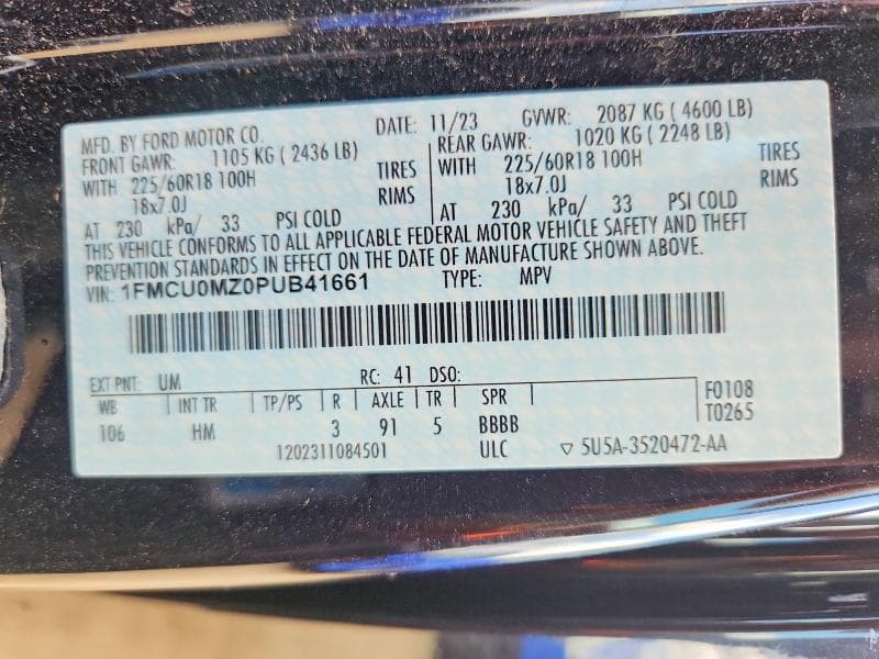 2023 FORD ESCAPE ST LINE 12