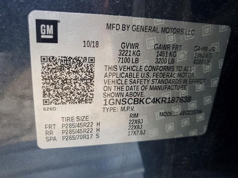 2019 CHEVROLET TAHOE C1500 LT 14