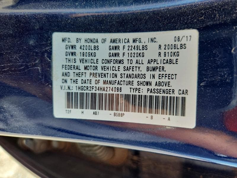 2017 HONDA ACCORD LX 12