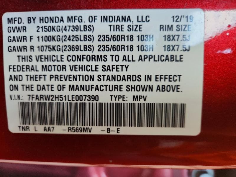 2020 HONDA CR-V EX 12