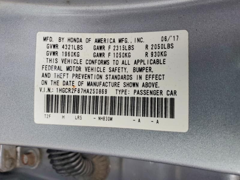 2017 HONDA ACCORD EXL 12