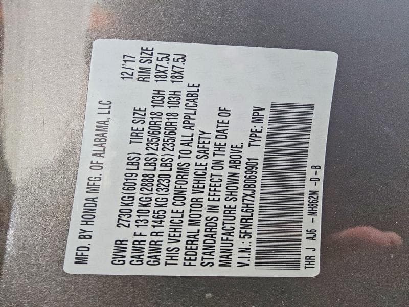 2018 HONDA ODYSSEY EXL 13
