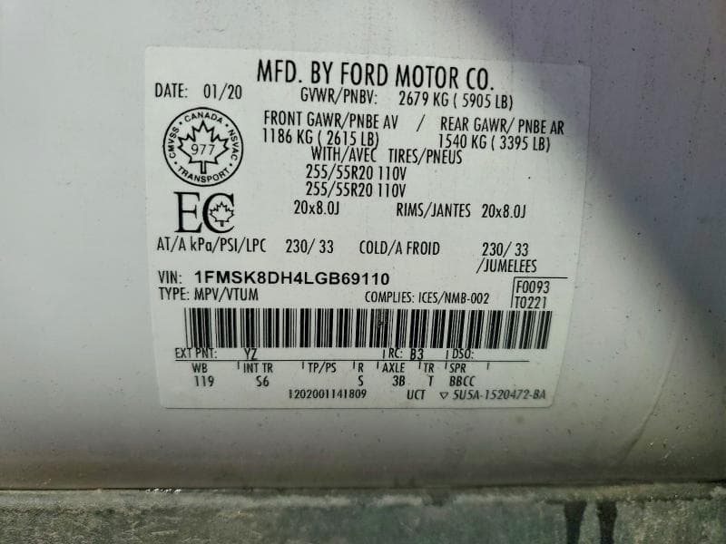 2020 FORD EXPLORER XLT 14