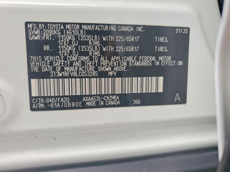 2020 TOYOTA RAV4 XLE 13