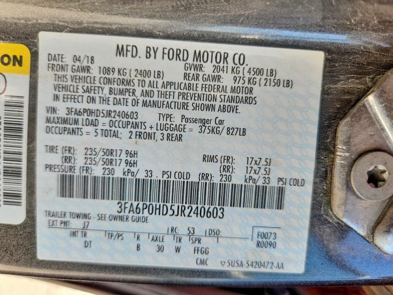 2018 FORD FUSION SE 12