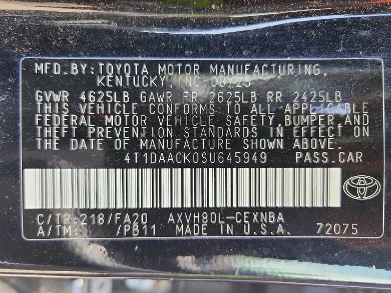 2025 TOYOTA CAMRY LE 13