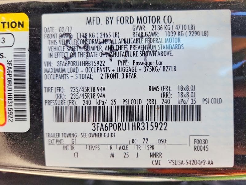 2017 FORD FUSION TITANIUM HEV 12