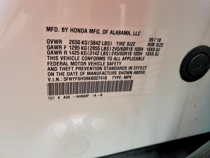 2019 HONDA PILOT EXL 13