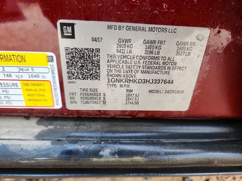 2017 CHEVROLET TRAVERSE LT 13
