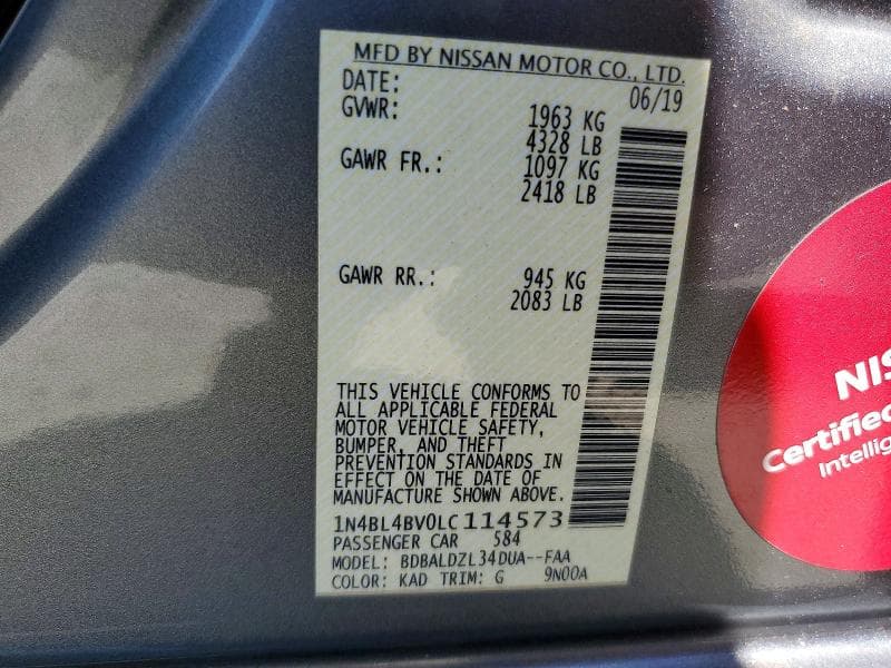 2020 NISSAN ALTIMA S 13