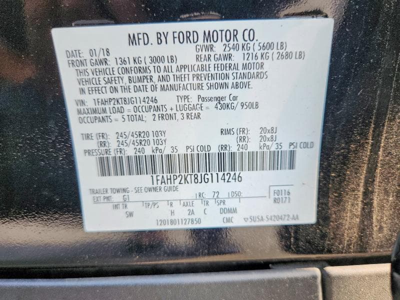 2018 FORD TAURUS SHO 13