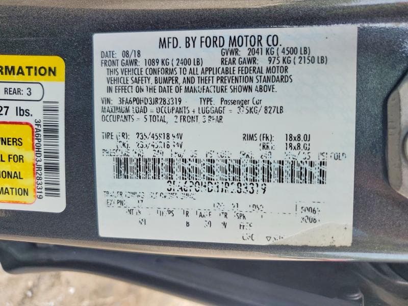2018 FORD FUSION SE 12