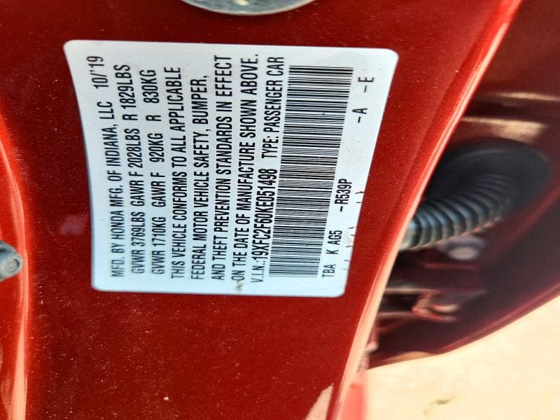 2019 HONDA CIVIC LX 12