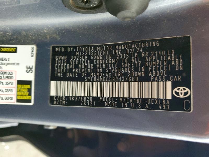 2024 TOYOTA COROLLA LE 12