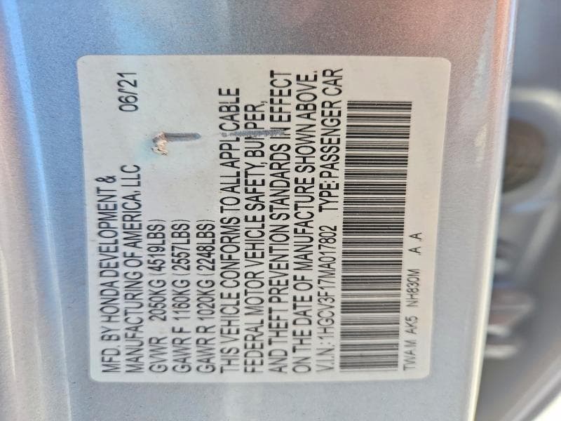 2021 HONDA ACCORD HYBRID 13
