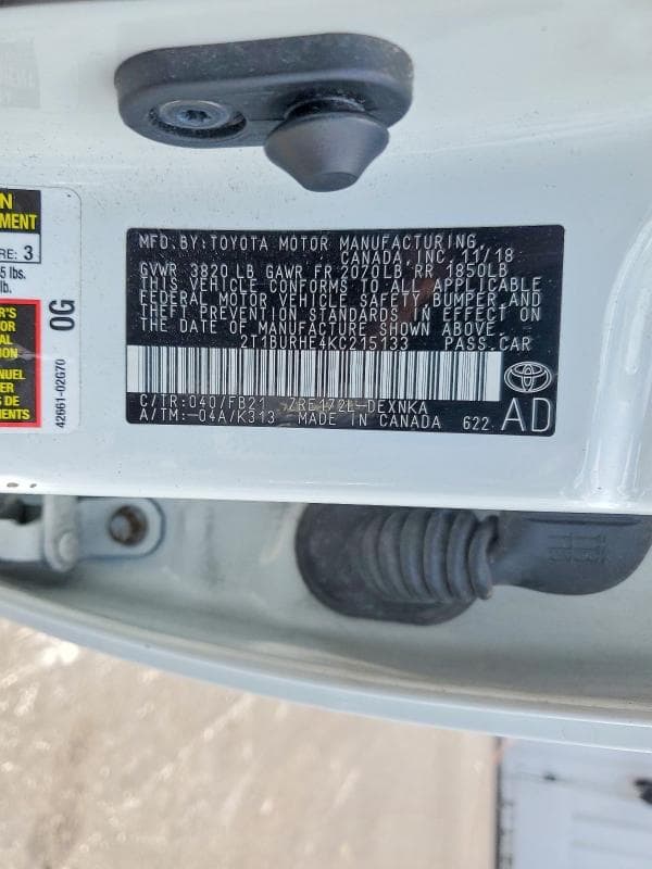 2019 TOYOTA COROLLA LE 13