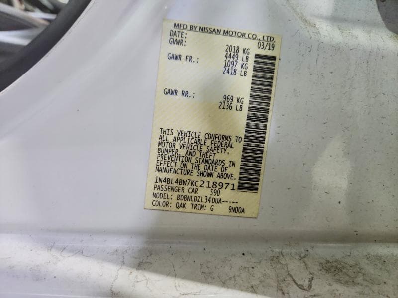 2019 NISSAN ALTIMA S 13